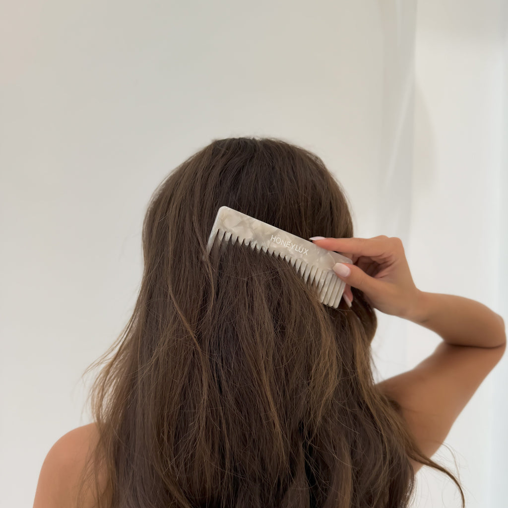 Acetate Detangling Comb - White Pearl